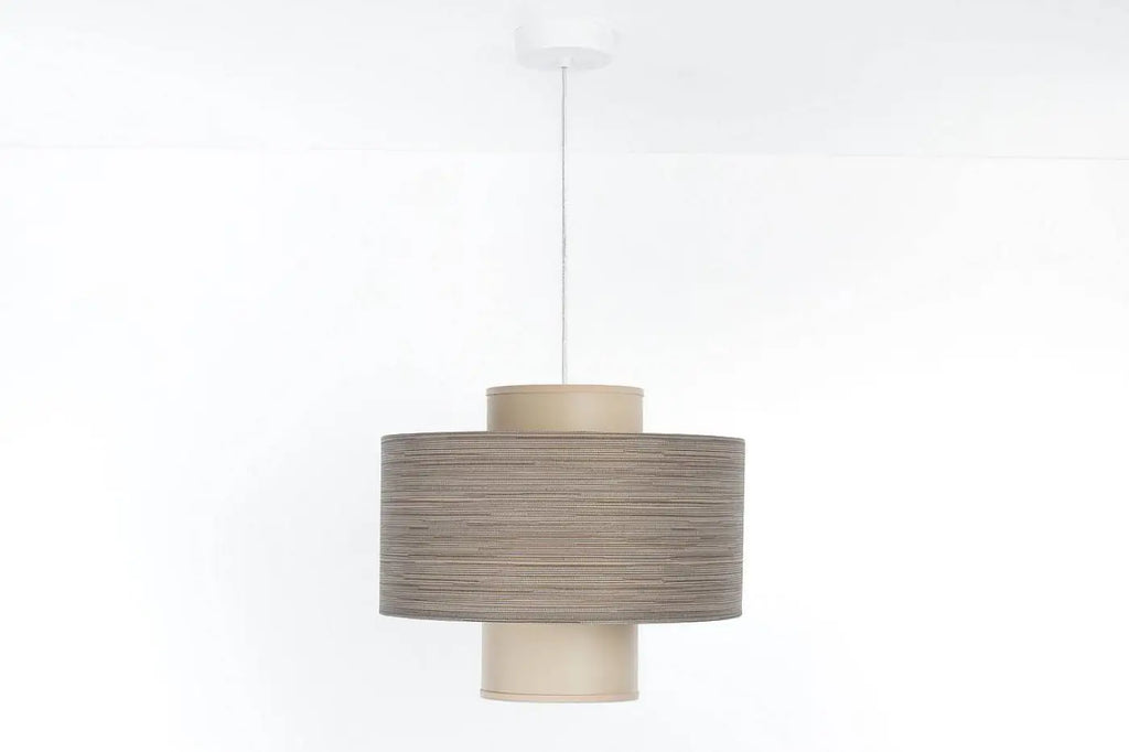 Suspension à double abat-jour beige et crème, hauteur réglable