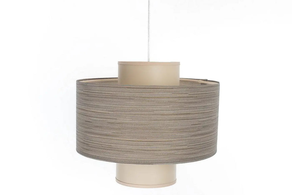 Suspension à double abat-jour beige et crème, hauteur réglable