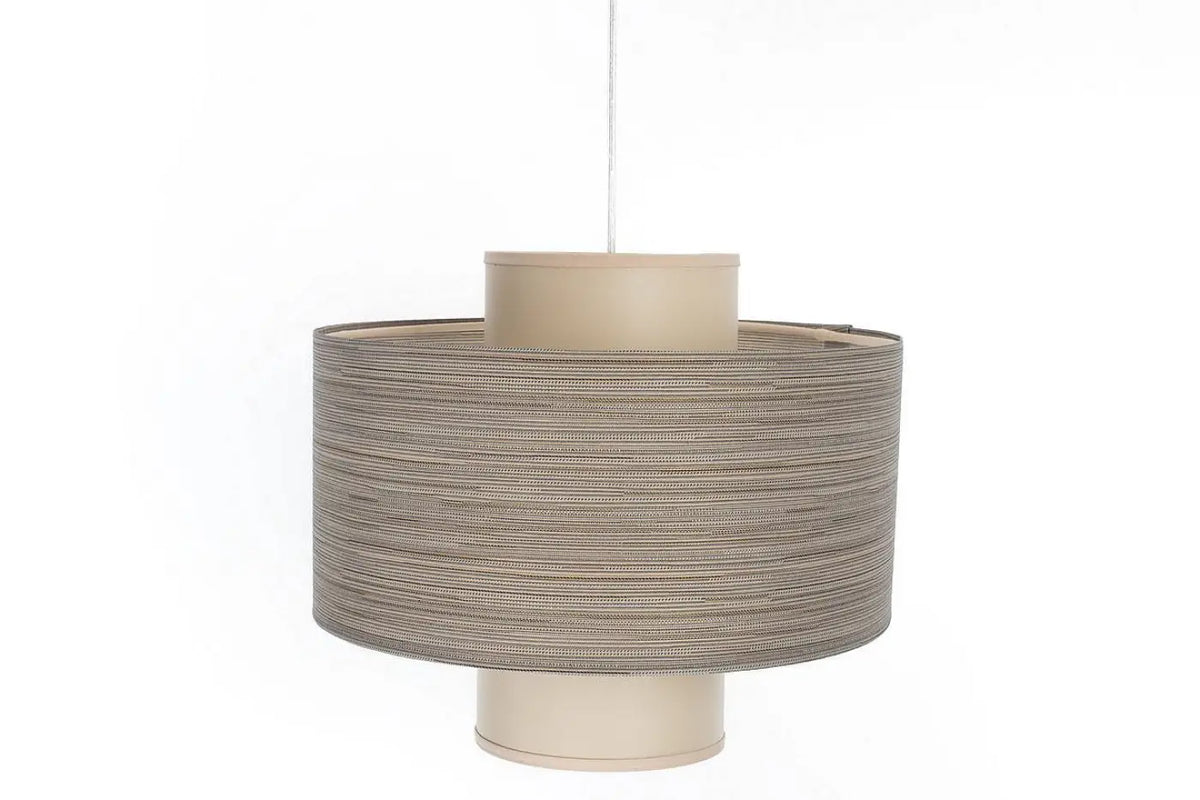 Suspension à double abat-jour beige et crème, hauteur réglable