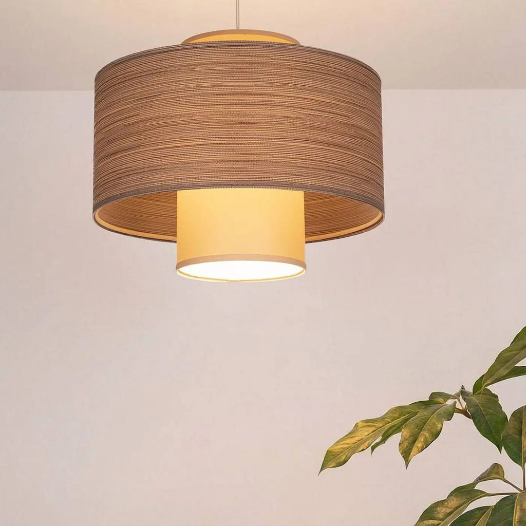 Suspension à double abat-jour beige et crème, hauteur réglable