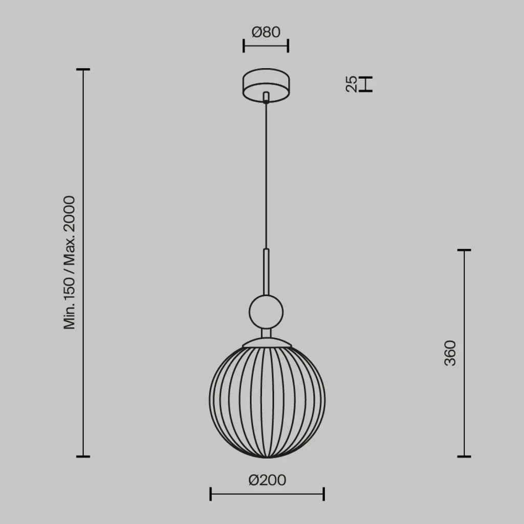 Suspension globe en verre sur base en pierre travertin