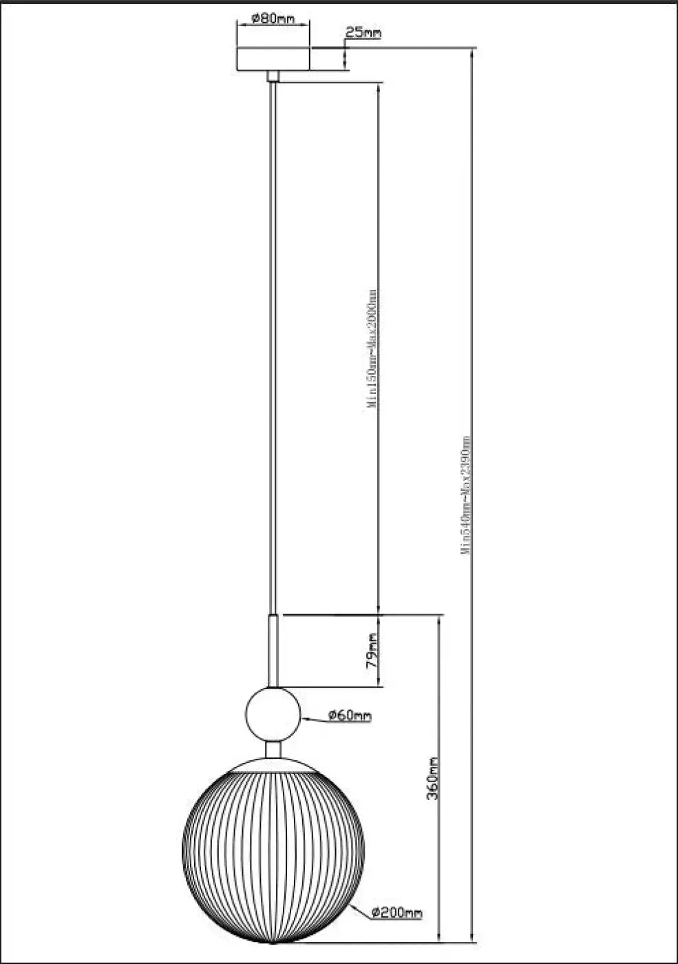 Suspension globe en verre sur base en pierre travertin
