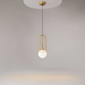 Suspension globe blanc dans une cage dorée, trois tailles