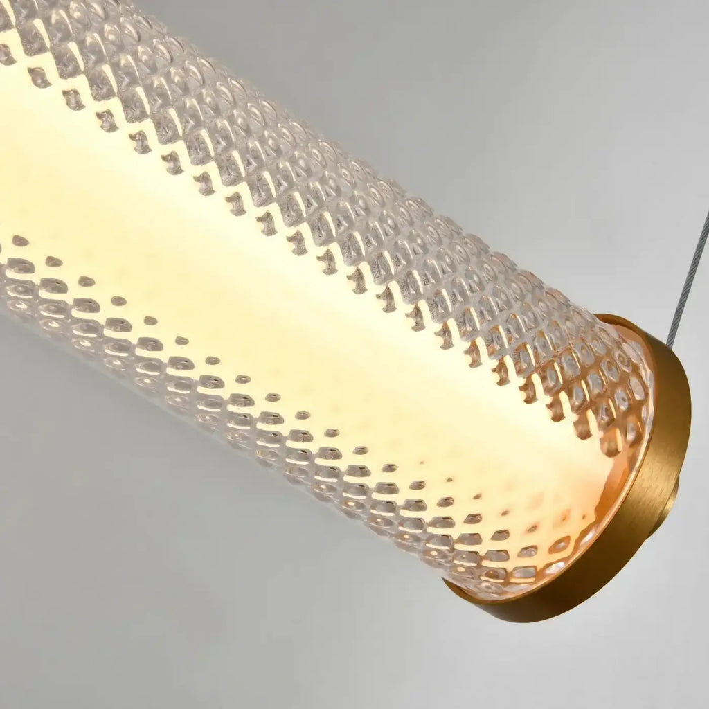 Suspension LED horizontale à finition dorée, lumière réglable