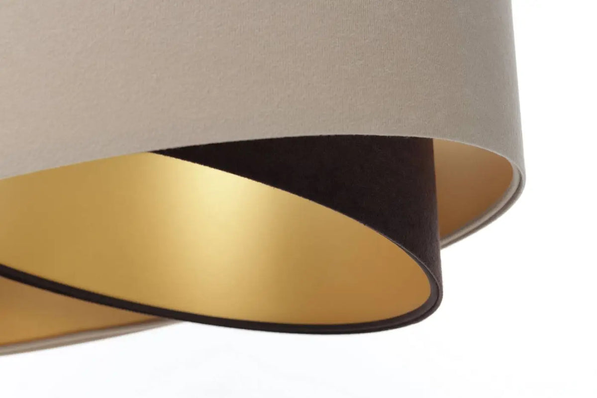 Suspension en velours asymétrique beige et marron, intérieur doré