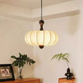 Suspension japonaise en tissu plissé beige et bois, tailles S et M