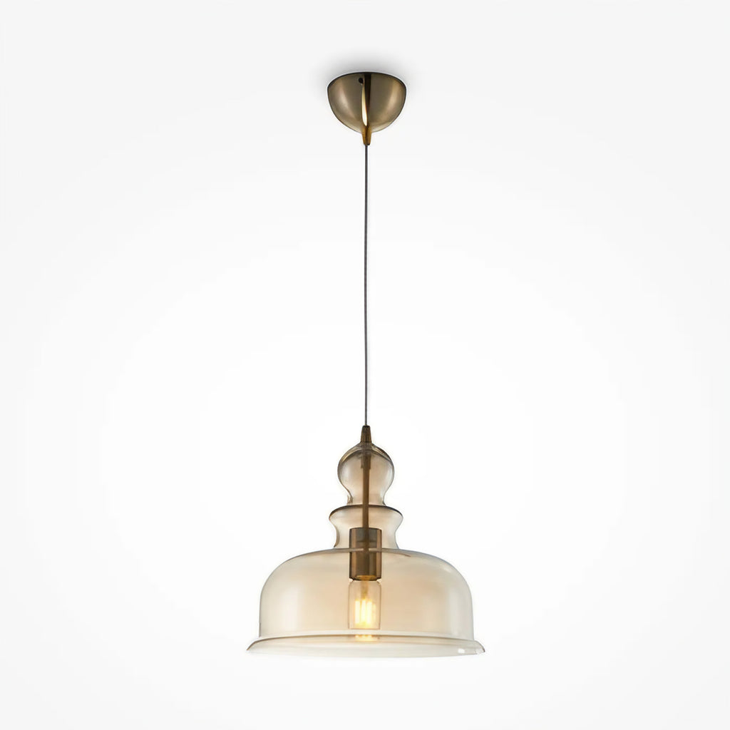 Suspension globe en verre ambré vieilli de 30 cm, style vintage