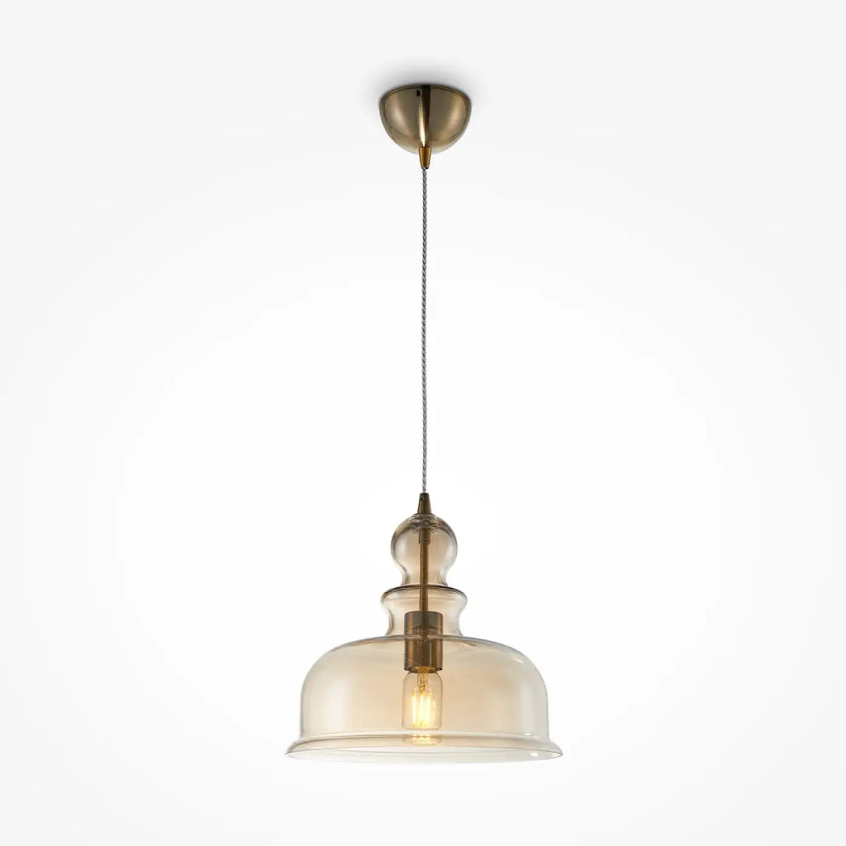 Suspension globe en verre ambré vieilli de 30 cm, style vintage