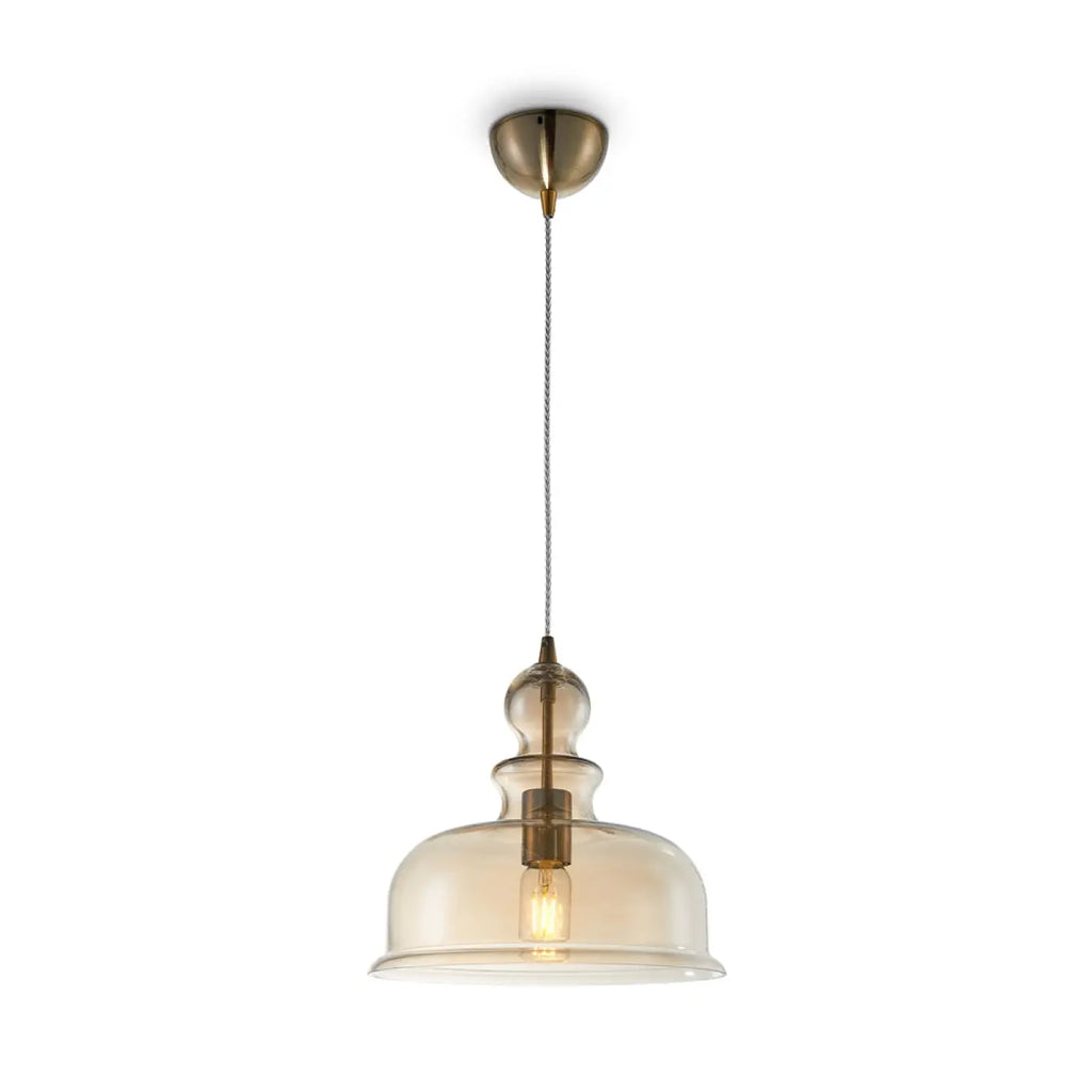 Suspension globe en verre ambré vieilli de 30 cm, style vintage