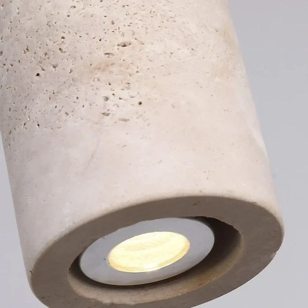 Suspension en travertin jaune et bois, tailles S et M