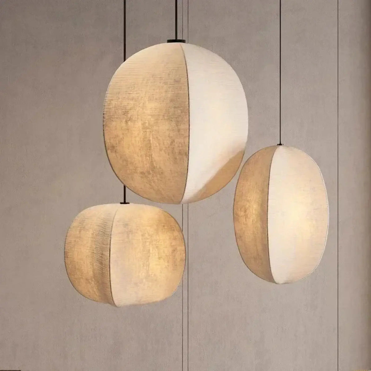 Suspension trio asymétrique en tissu naturel, tailles S, M et L