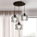 Suspension à trois cages géométriques noires, style industriel