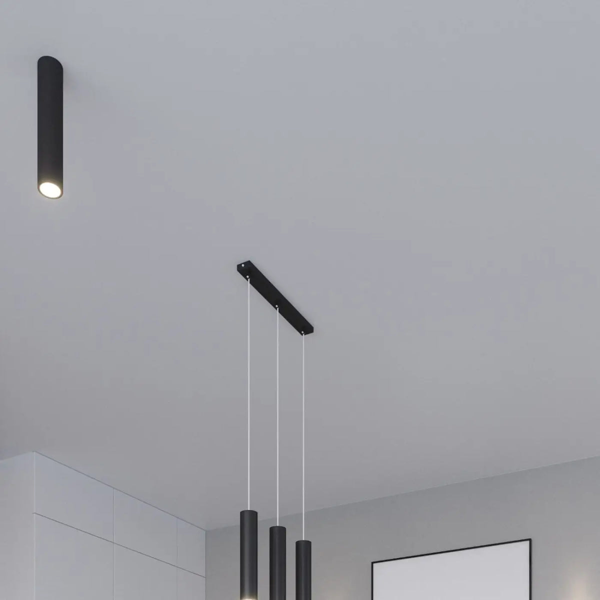 Suspension tube en acier lisse, une ampoule GU10, neuf coloris