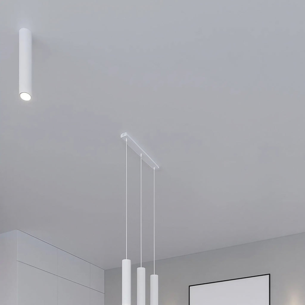 Suspension tube en acier lisse, une ampoule GU10, neuf coloris