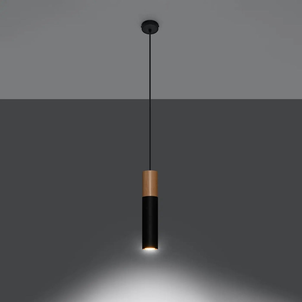 Suspension tube en acier avec manchon en bois, 1 à 3 lumières