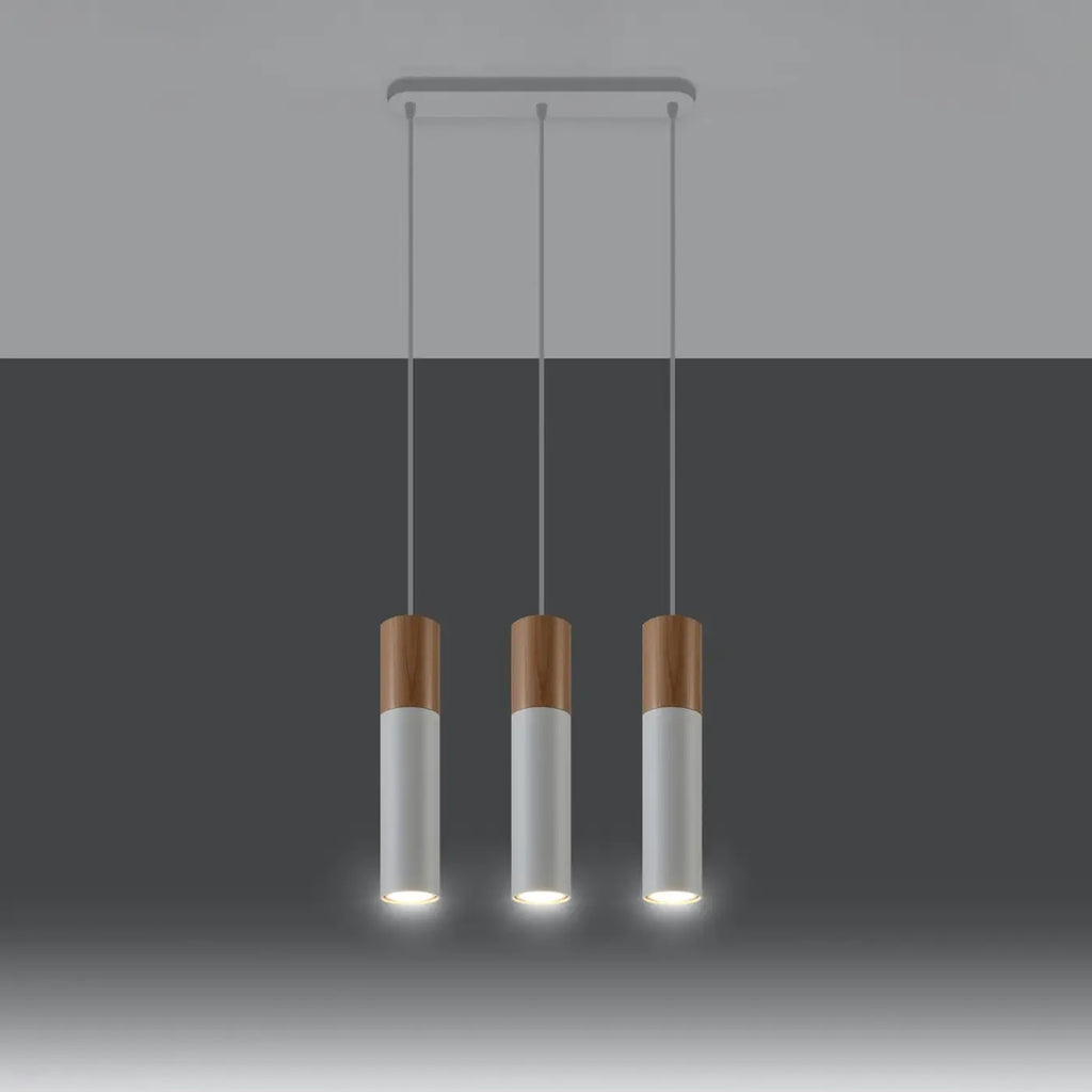 Suspension tube en acier avec manchon en bois, 1 à 3 lumières