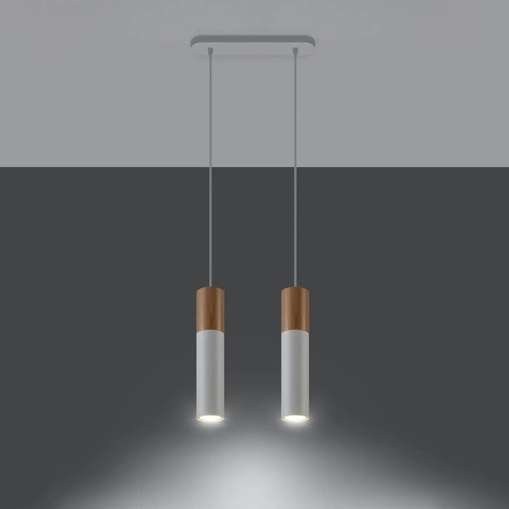 Suspension tube en acier avec manchon en bois, 1 à 3 lumières