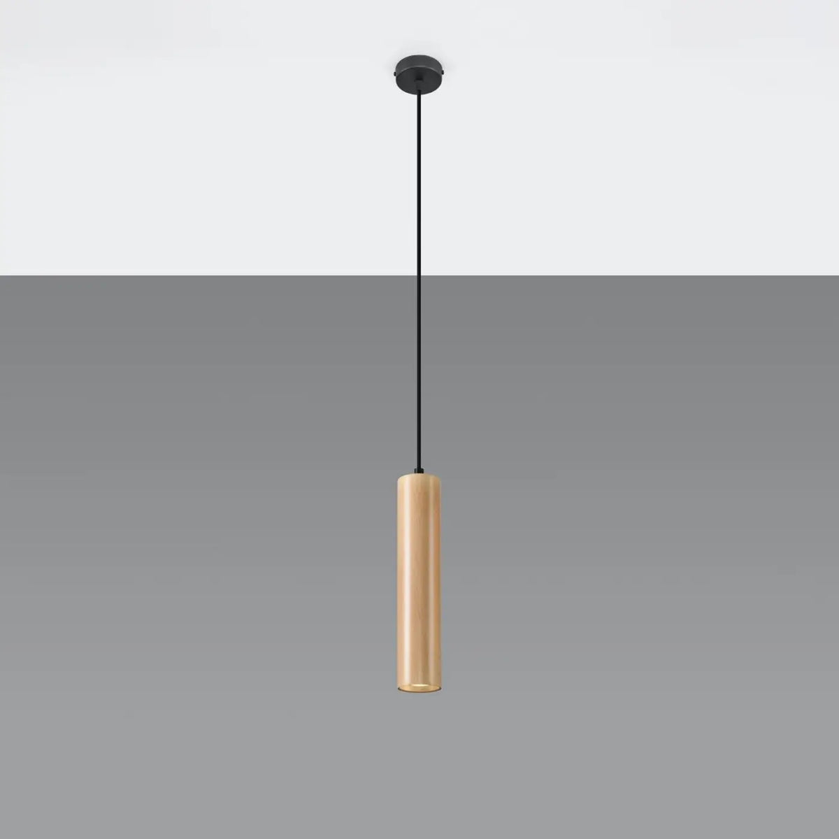 Suspension tube en bois naturel, de 1 à 3 sources GU10