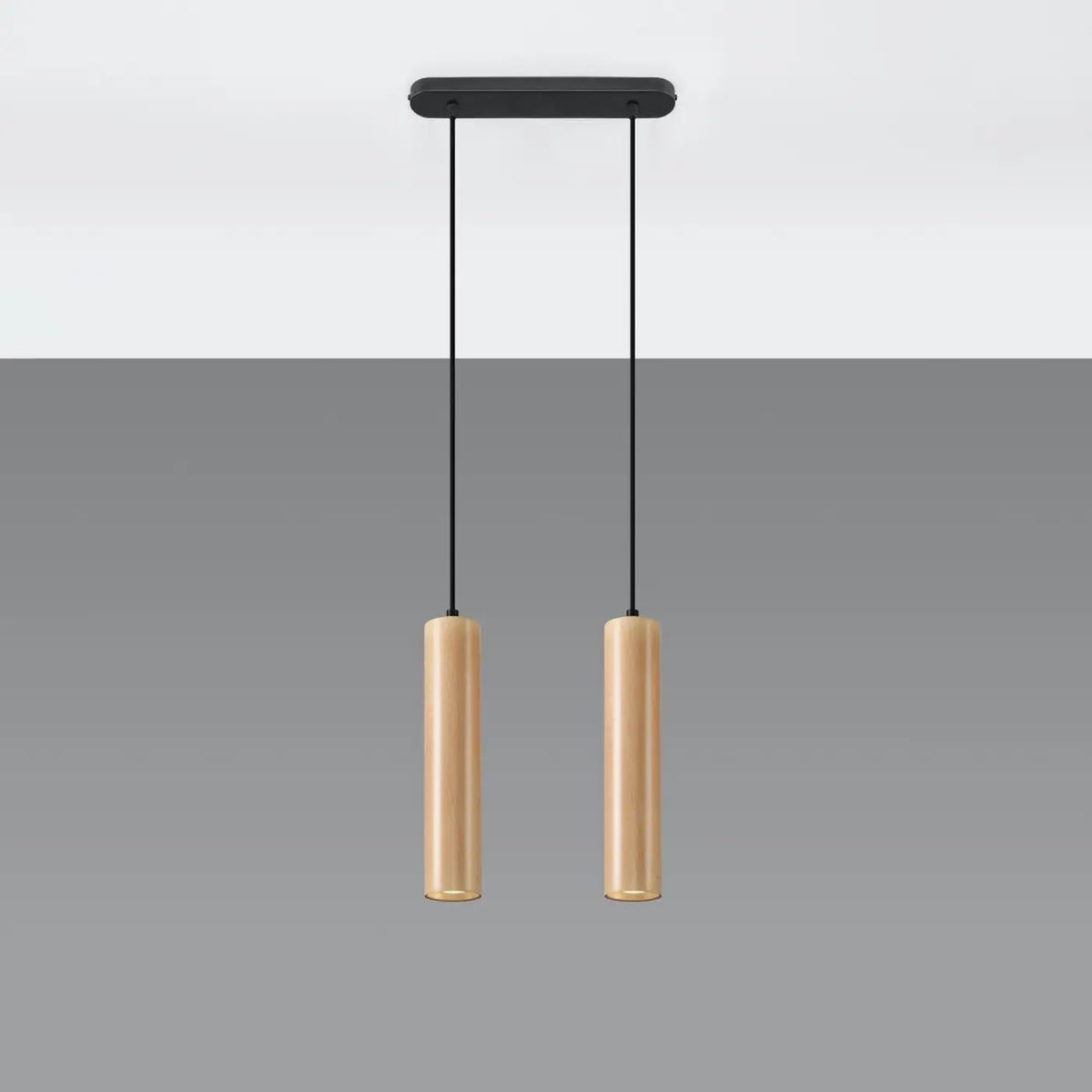 Suspension tube en bois naturel, de 1 à 3 sources GU10