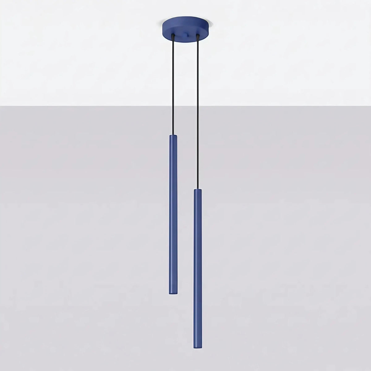Suspension à tubes fins colorés, de 1 à 5 lumières, 18 teintes, outremer