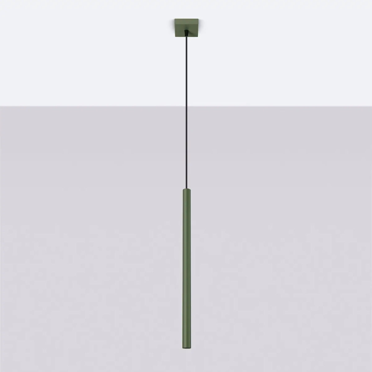 Suspension à tubes fins colorés, de 1 à 5 lumières, 18 teintes, vert olive