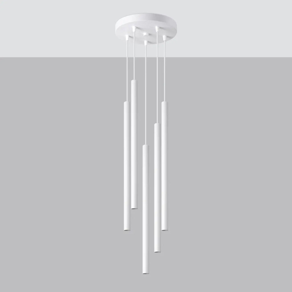 Suspension à tubes fins colorés, de 1 à 5 lumières, 18 teintes, blanc