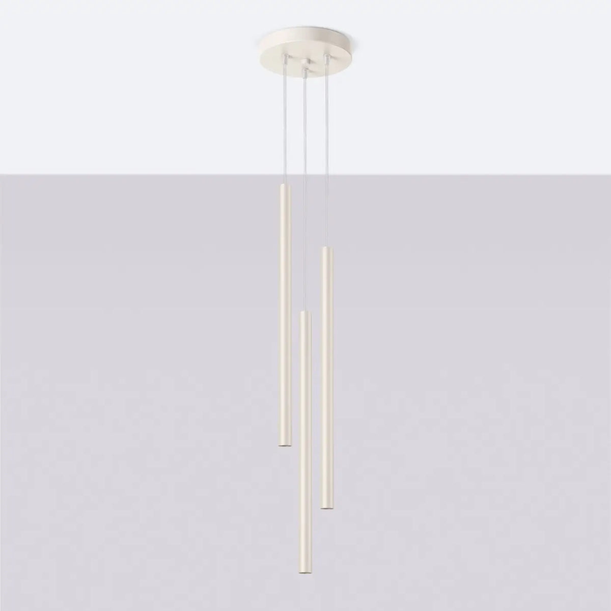 Suspension à tubes fins colorés, de 1 à 5 lumières, 18 teintes, beige