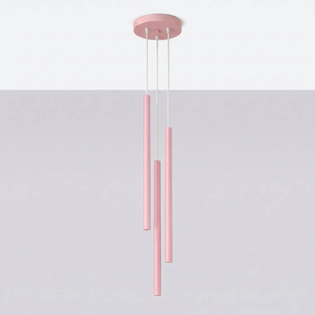 Suspension à tubes fins colorés, de 1 à 5 lumières, 18 teintes, rose
