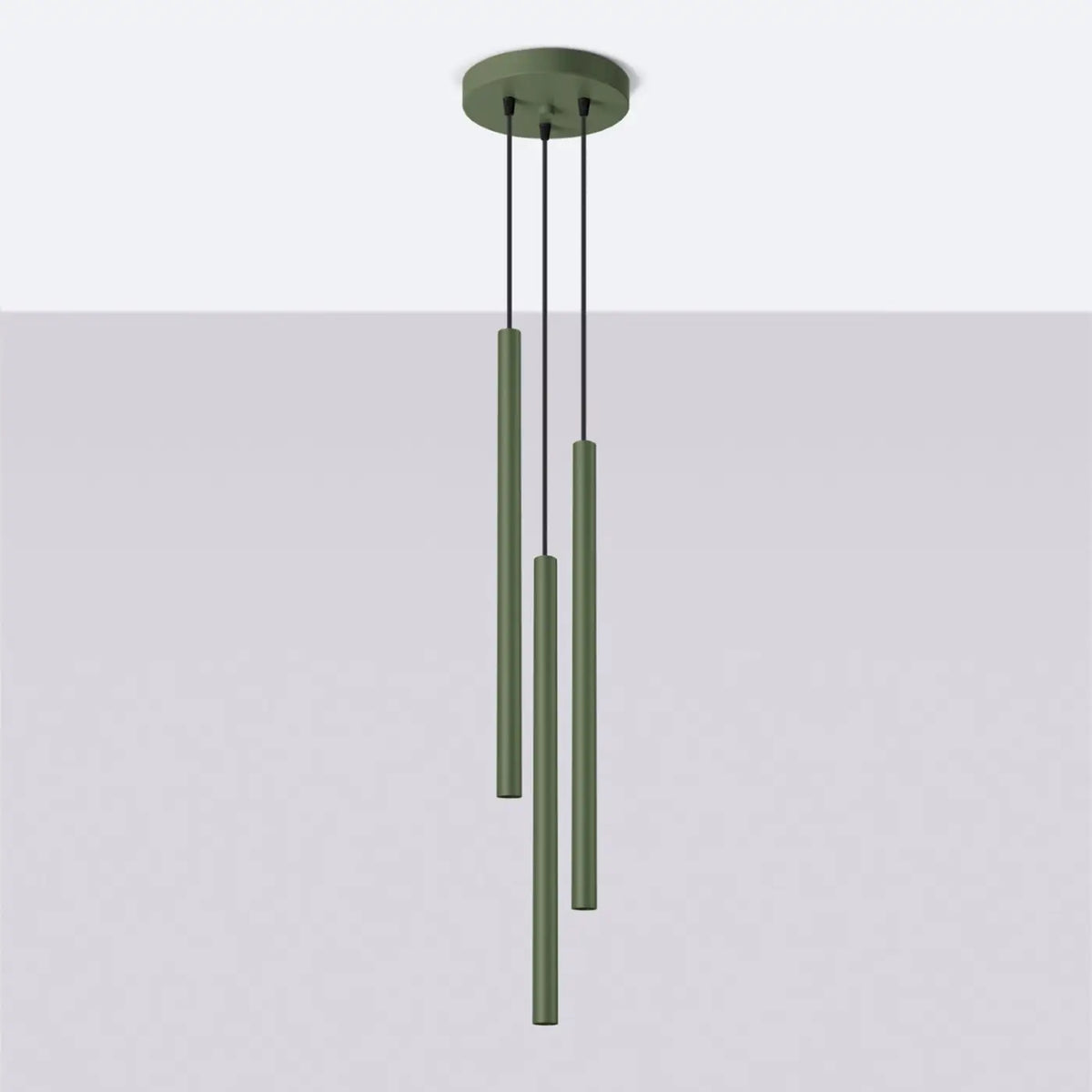Suspension à tubes fins colorés, de 1 à 5 lumières, 18 teintes, vert olive