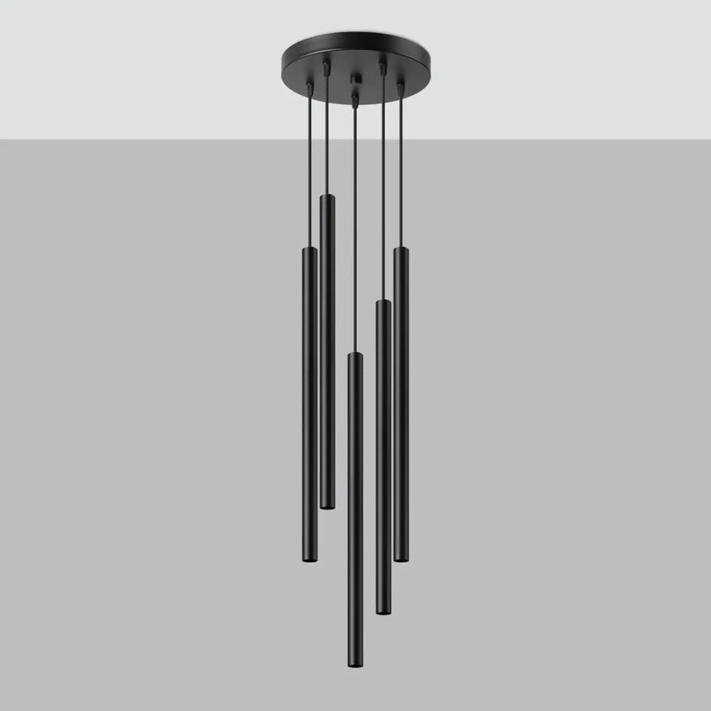 Suspension à tubes fins colorés, de 1 à 5 lumières, 18 teintes, noir