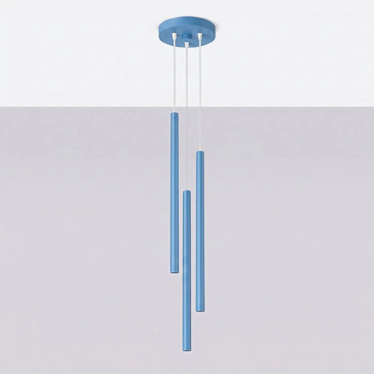 Suspension à tubes fins colorés, de 1 à 5 lumières, 18 teintes, bleu azur