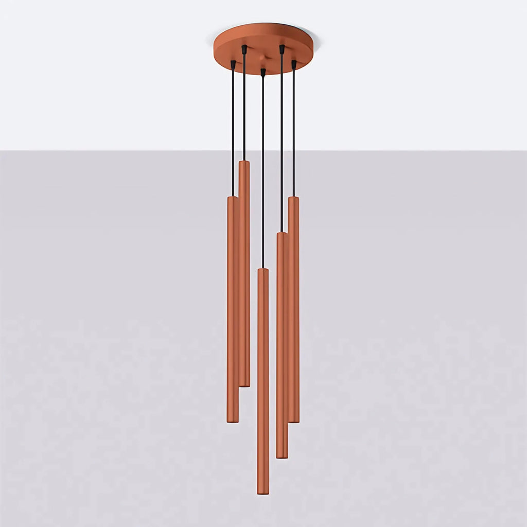 Suspension à tubes fins colorés, de 1 à 5 lumières, 18 teintes, rouge ocre