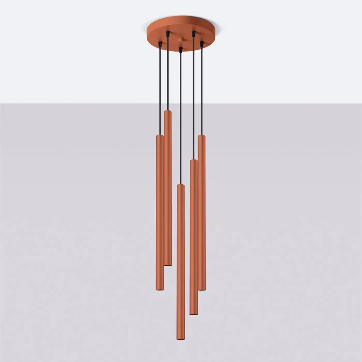 Suspension à tubes fins colorés, de 1 à 5 lumières, 18 teintes, rouge ocre
