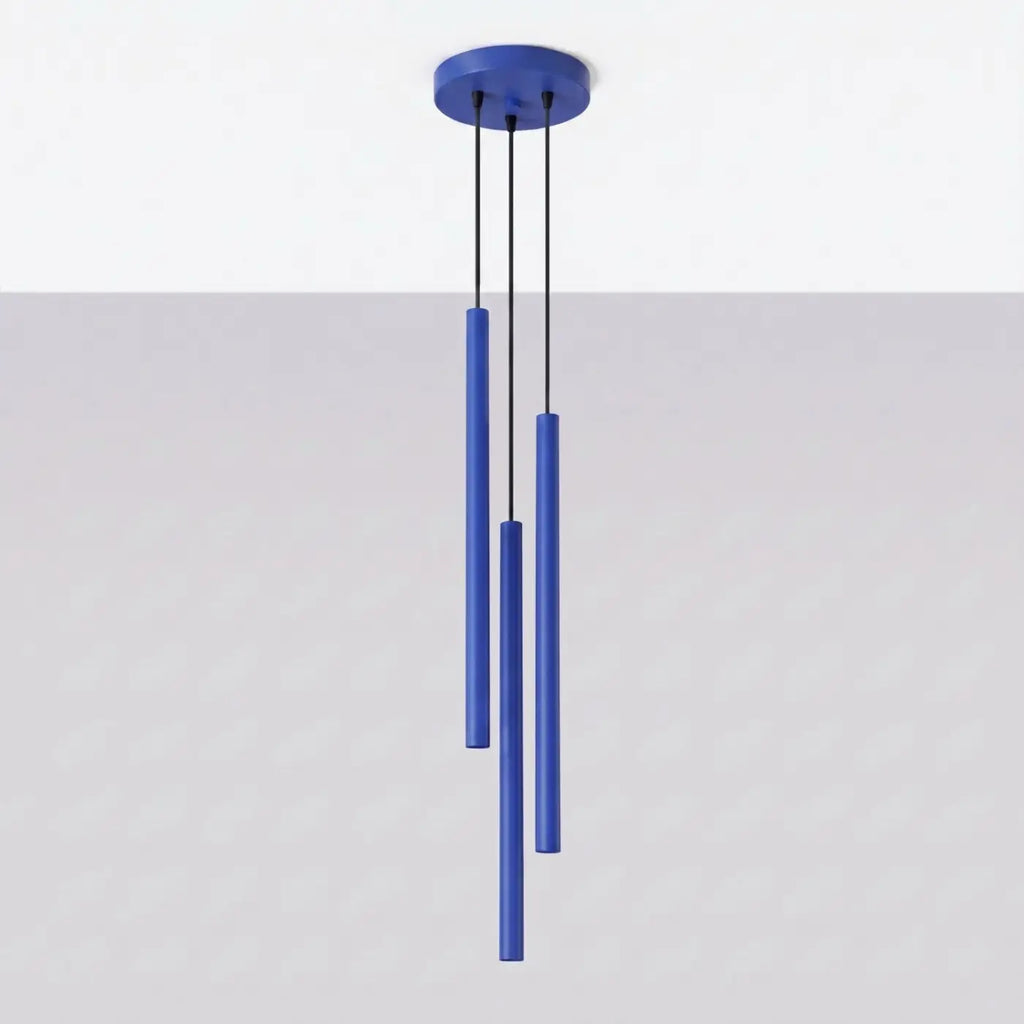 Suspension à tubes fins colorés, de 1 à 5 lumières, 18 teintes, outremer