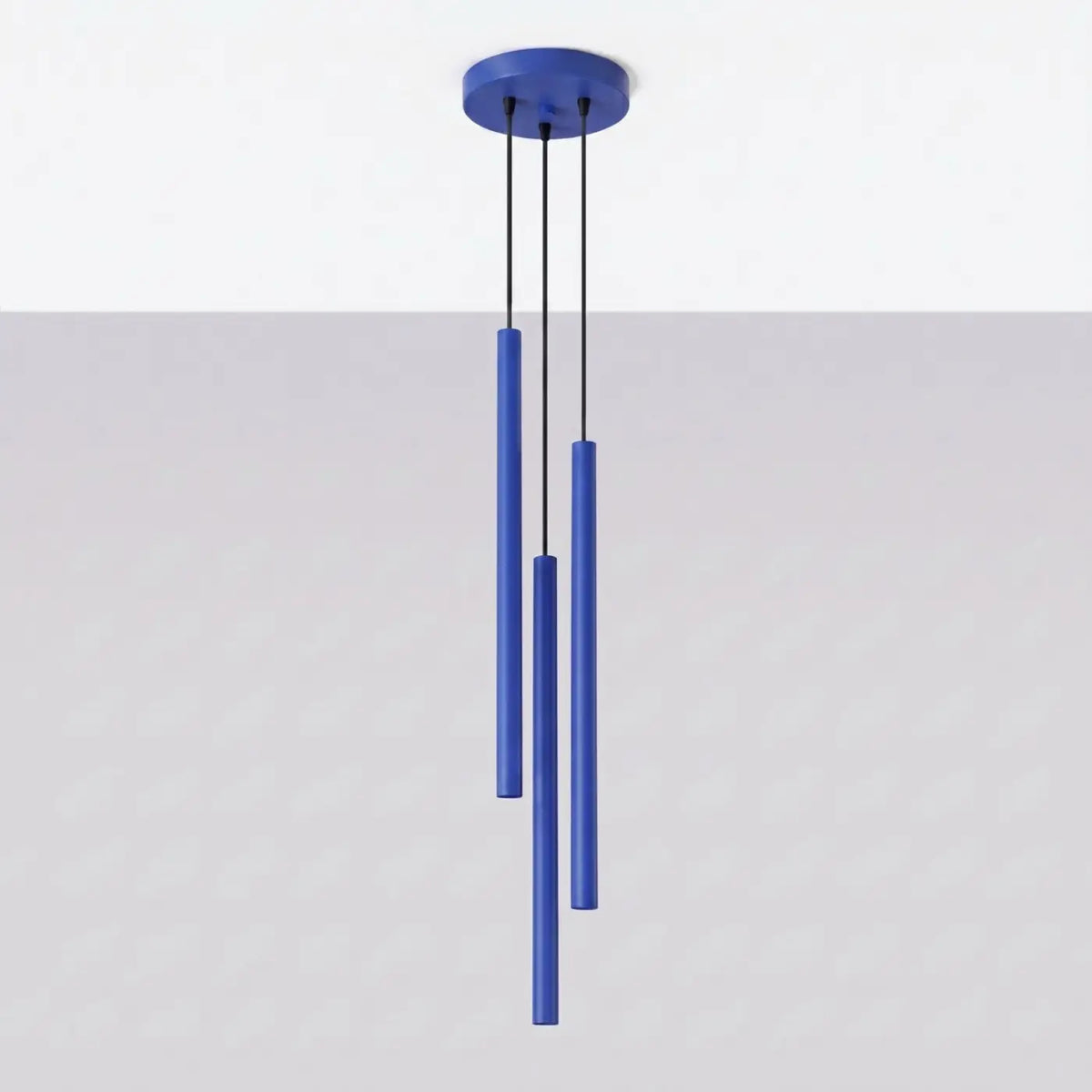 Suspension à tubes fins colorés, de 1 à 5 lumières, 18 teintes, outremer