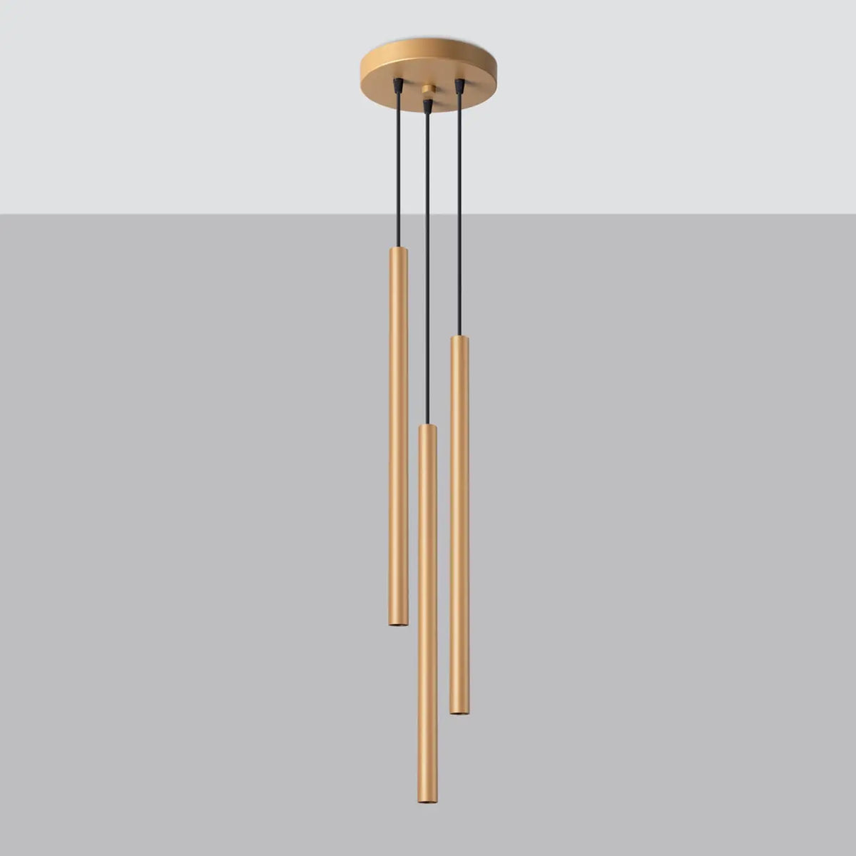 Suspension à tubes fins colorés, de 1 à 5 lumières, 18 teintes, doré