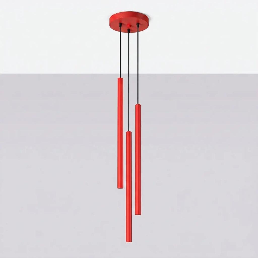 Suspension à tubes fins colorés, de 1 à 5 lumières, 18 teintes, rouge