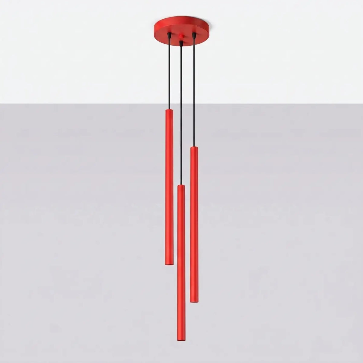 Suspension à tubes fins colorés, de 1 à 5 lumières, 18 teintes, rouge