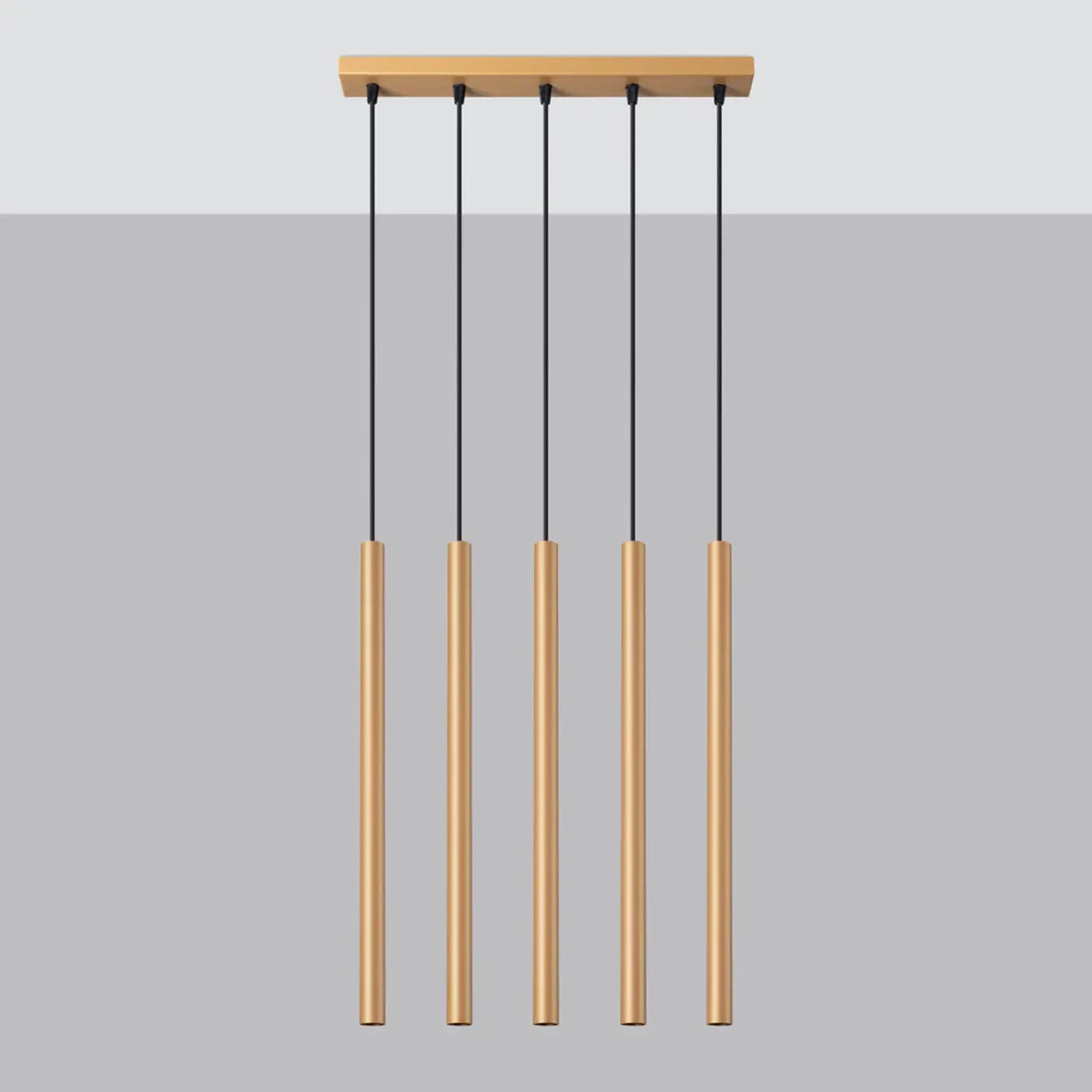 Suspension à tubes fins colorés, de 1 à 5 lumières, 18 teintes, doré