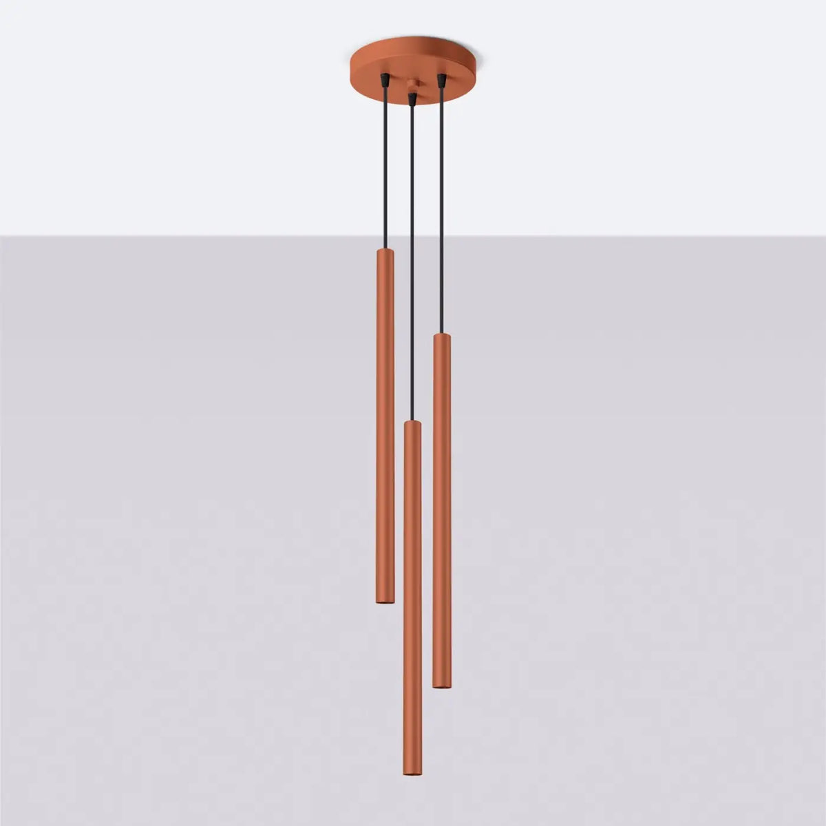 Suspension à tubes fins colorés, de 1 à 5 lumières, 18 teintes, rouge ocre