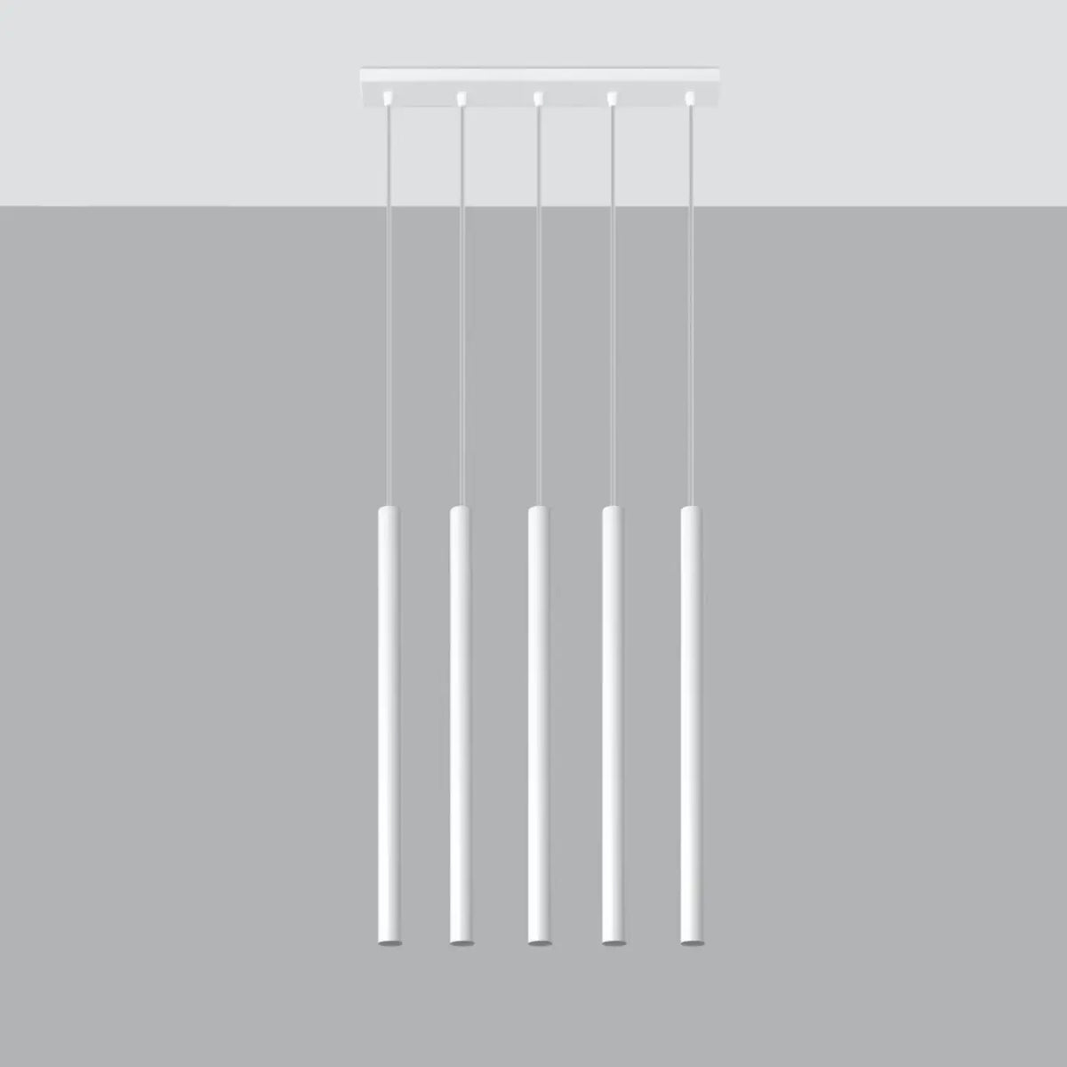Suspension à tubes fins colorés, de 1 à 5 lumières, 18 teintes, blanc