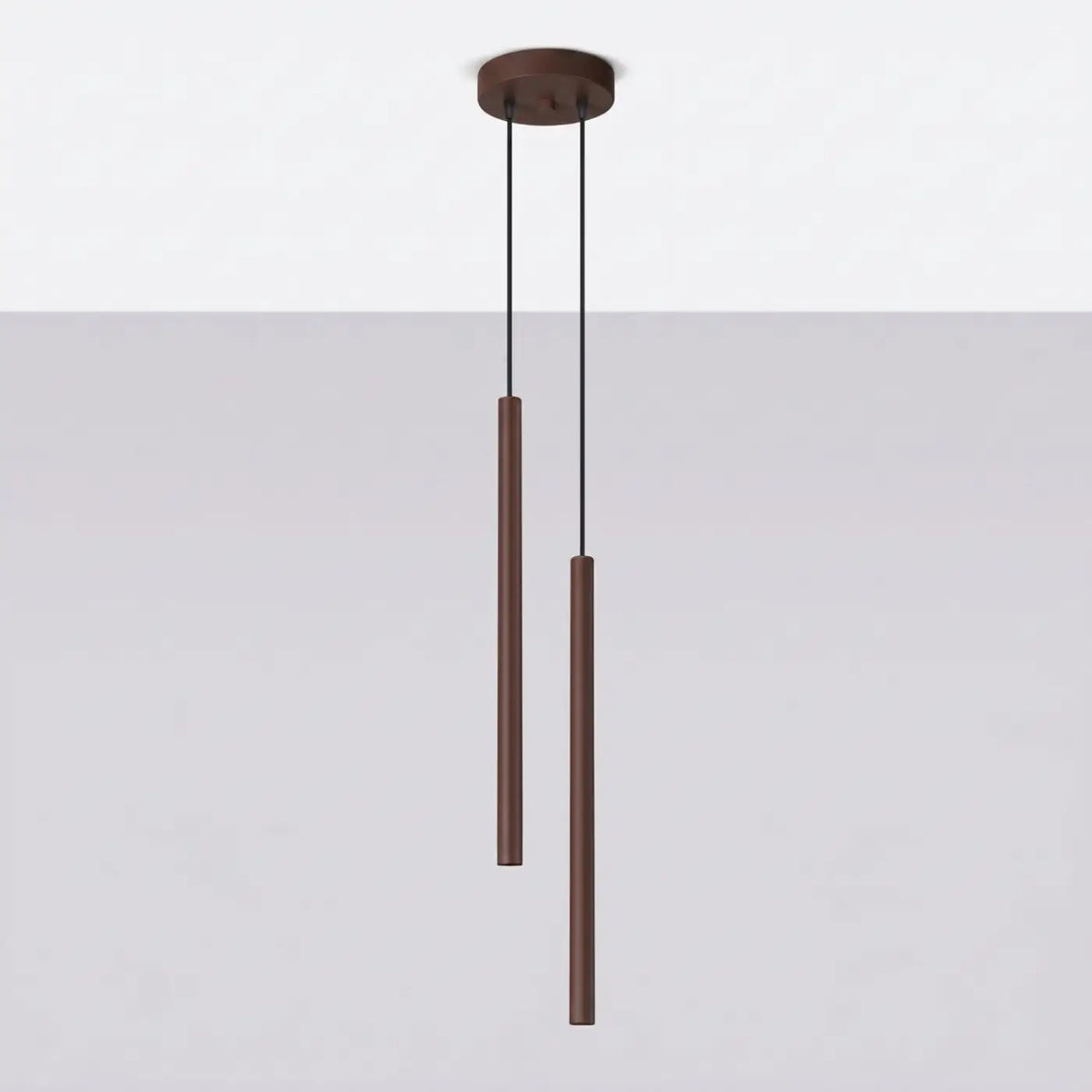 Suspension à tubes fins colorés, de 1 à 5 lumières, 18 teintes, marron