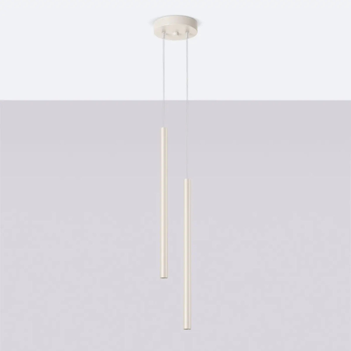 Suspension à tubes fins colorés, de 1 à 5 lumières, 18 teintes, beige