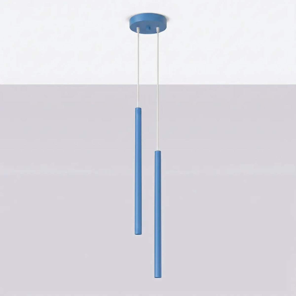 Suspension à tubes fins colorés, de 1 à 5 lumières, 18 teintes, bleu azur