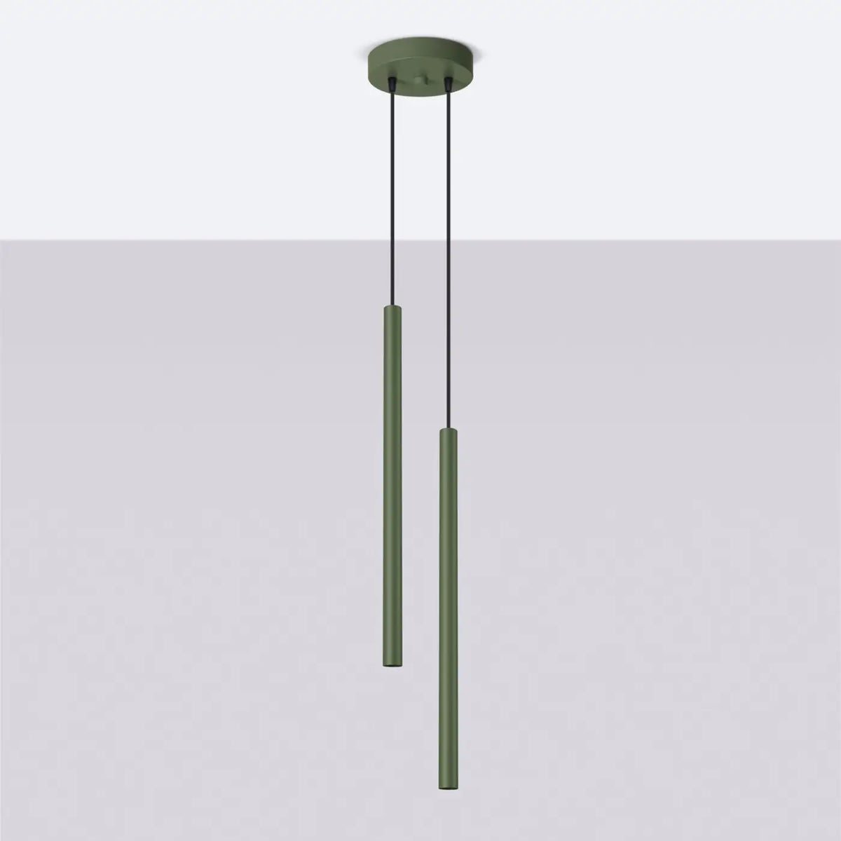 Suspension à tubes fins colorés, de 1 à 5 lumières, 18 teintes, vert olive