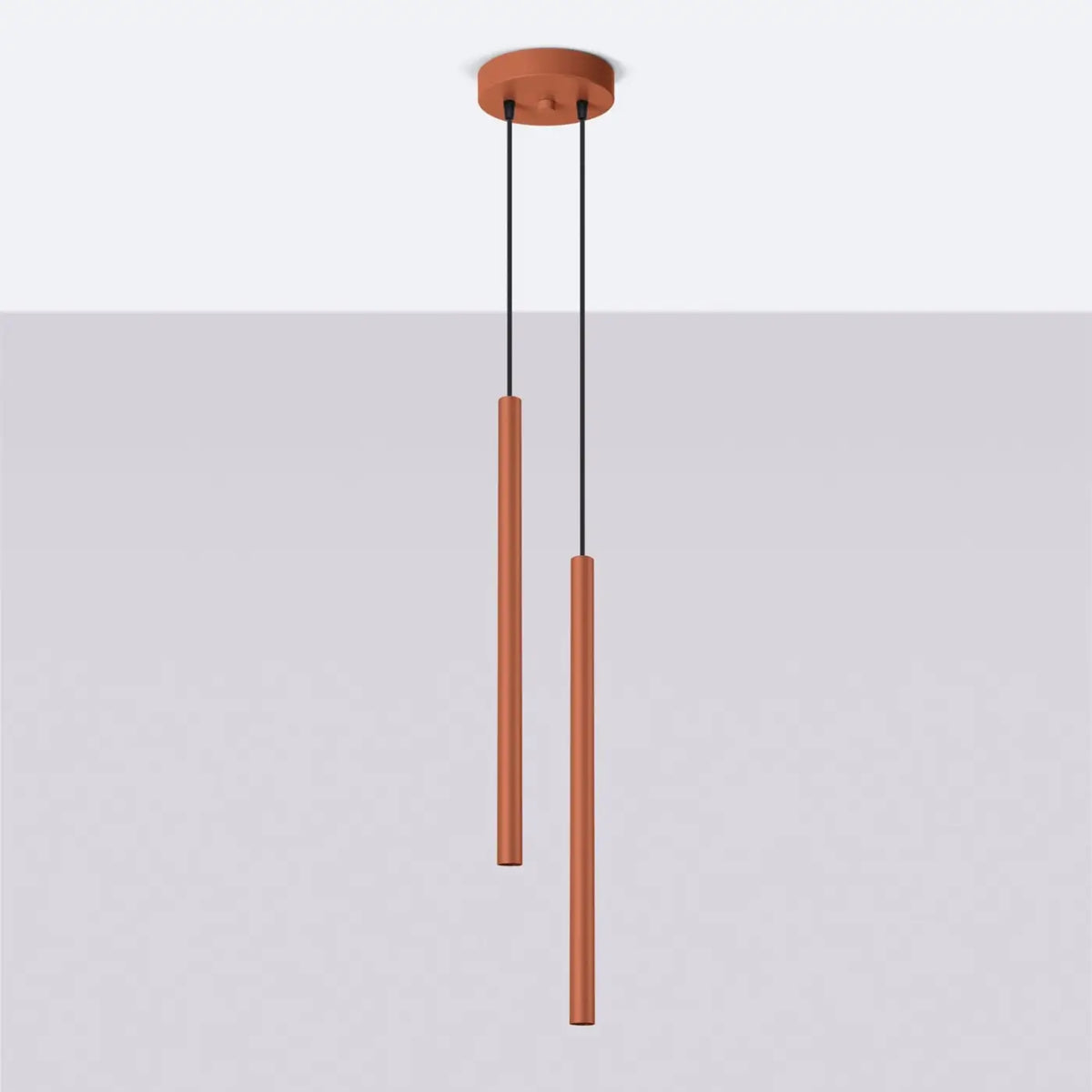 Suspension à tubes fins colorés, de 1 à 5 lumières, 18 teintes, rouge ocre