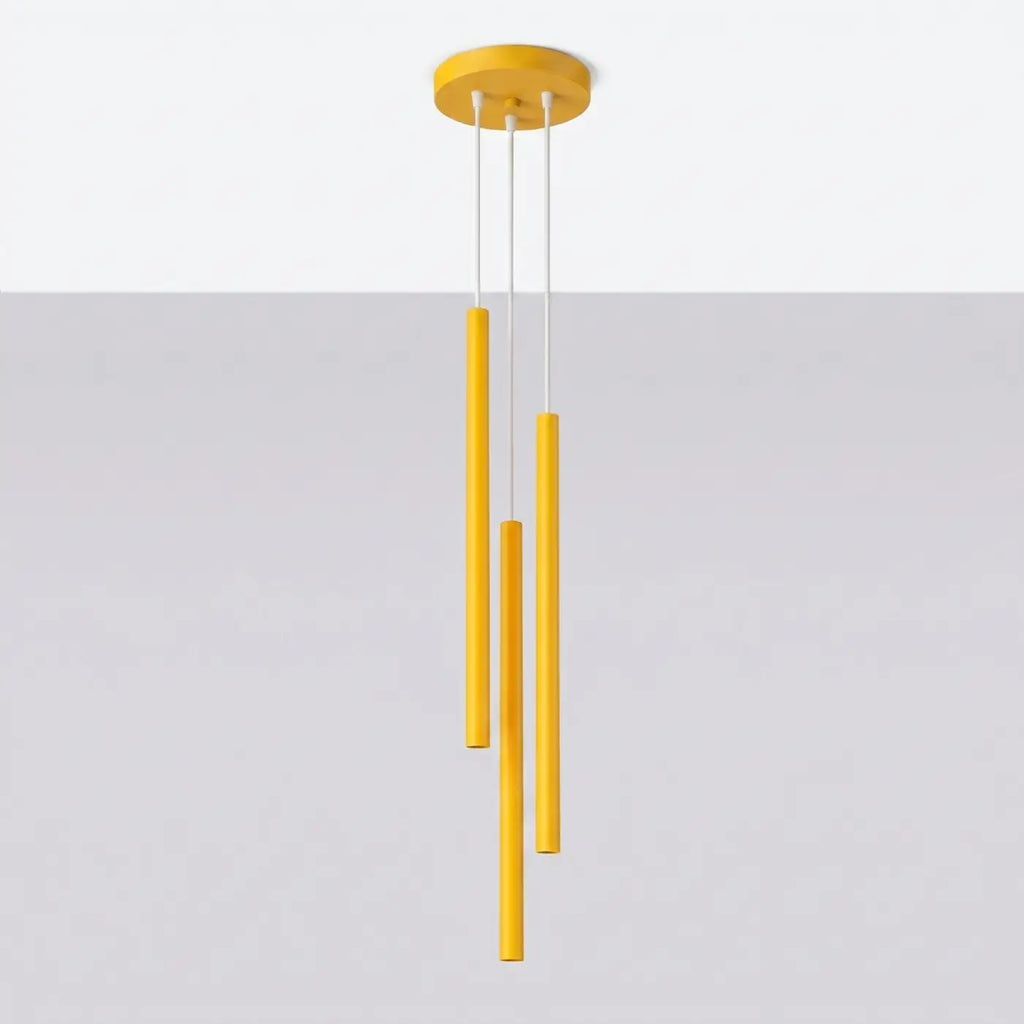 Suspension à tubes fins colorés, de 1 à 5 lumières, 18 teintes, jaune