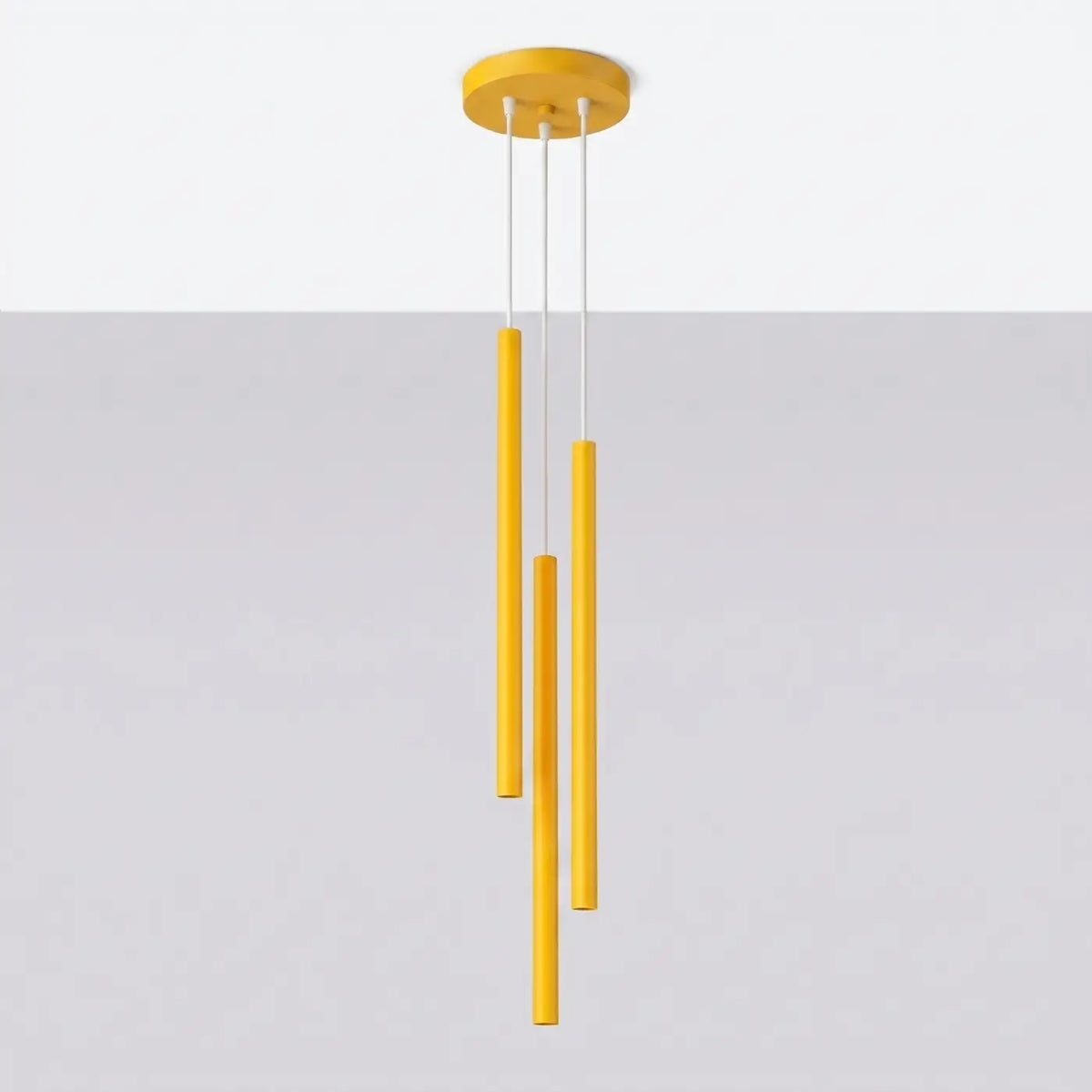 Suspension à tubes fins colorés, de 1 à 5 lumières, 18 teintes, jaune