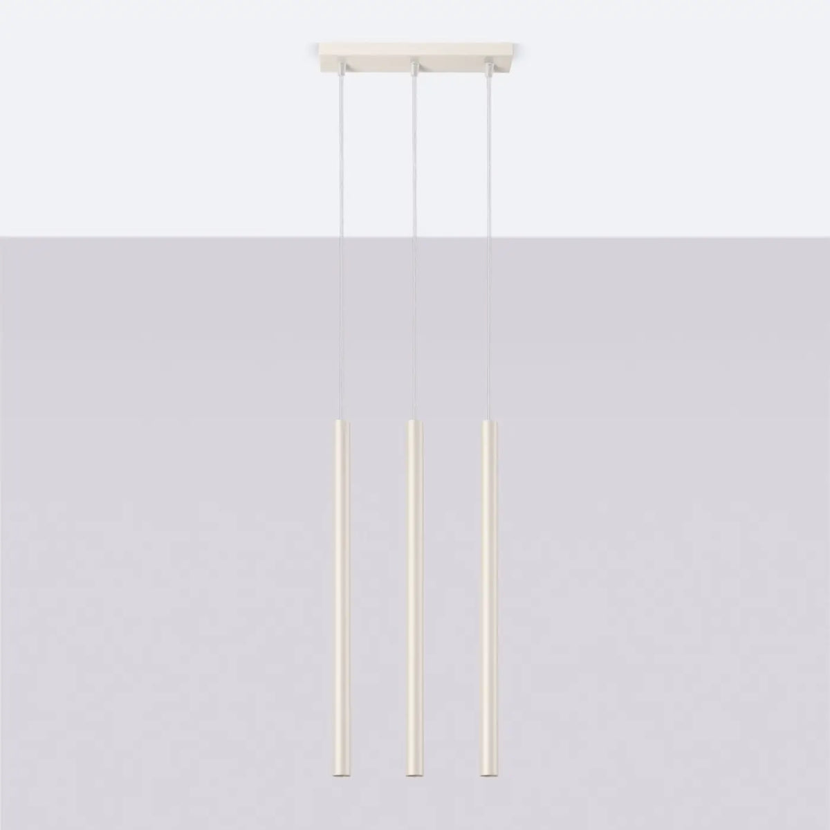 Suspension à tubes fins colorés, de 1 à 5 lumières, 18 teintes, beige