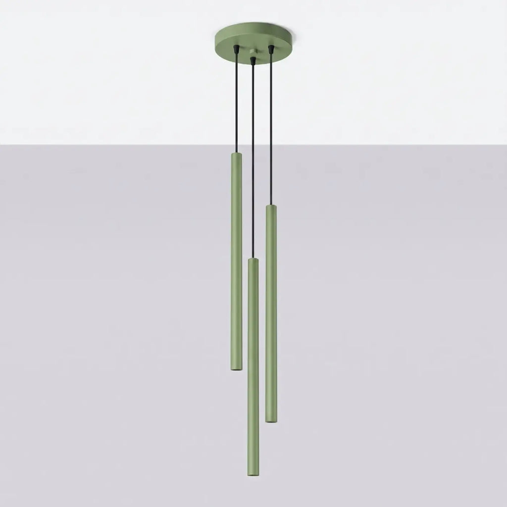 Suspension à tubes fins colorés, de 1 à 5 lumières, 18 teintes, sauge